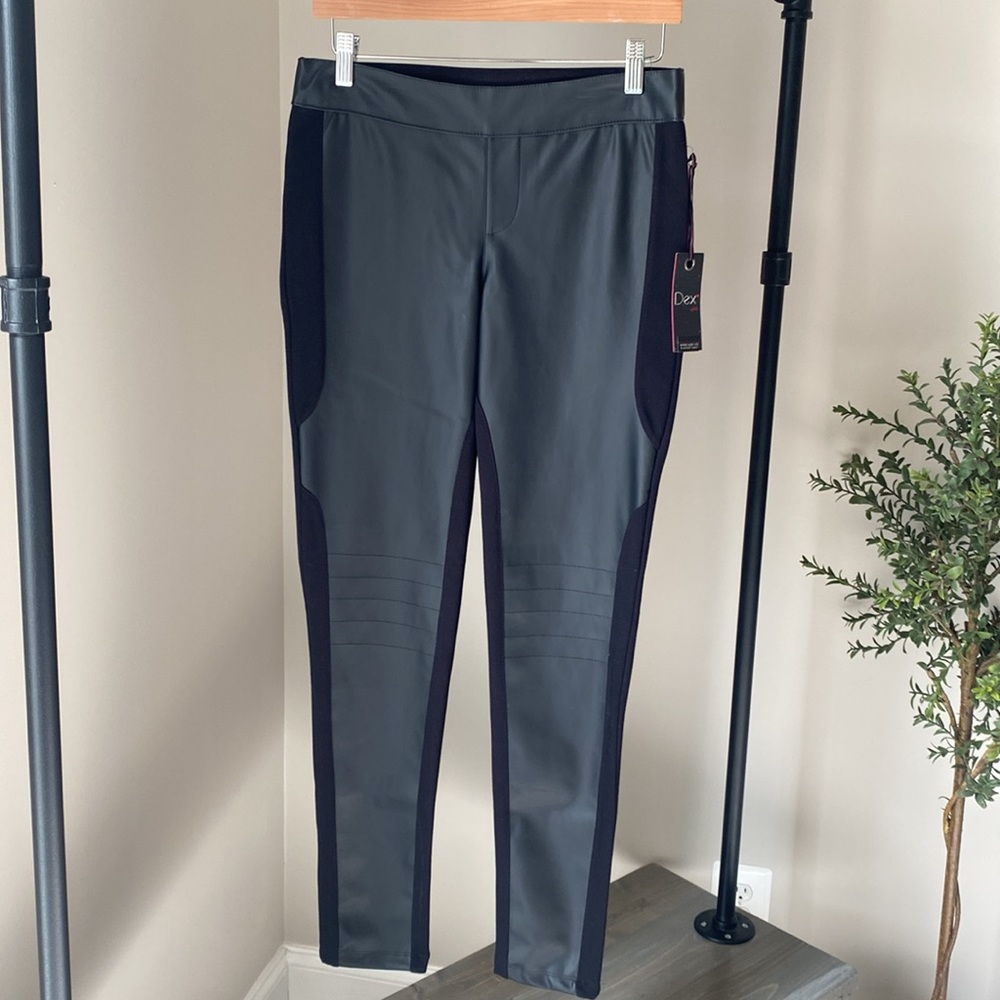 Dex Faux Leather Front, Moto Leggings Black